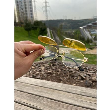 Alpottica Paul Gold Yellow Flip-Up Unisex Güneş Gözlüğü