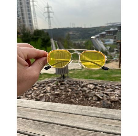 Alpottica Paul Gold Yellow Flip-Up Unisex Güneş Gözlüğü