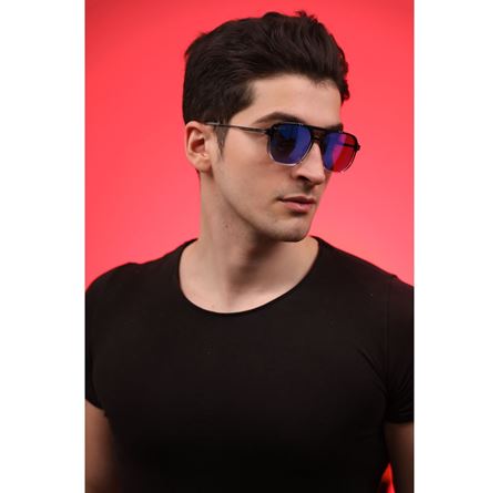Alpottica Shiny Black Blue Unisex  Güneş Gözlüğü