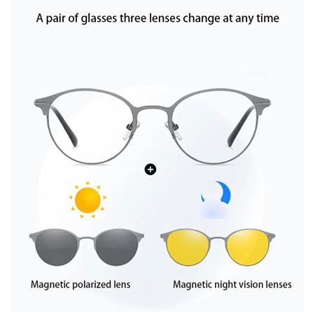 Alpottica Magnetic Eyewear 7029  3 in 1 BLACK 