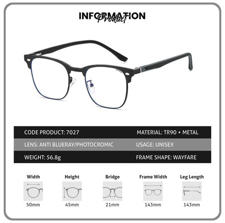 Alpottica Magnetic Eyewear Clubmaster  7027  3 in 1 