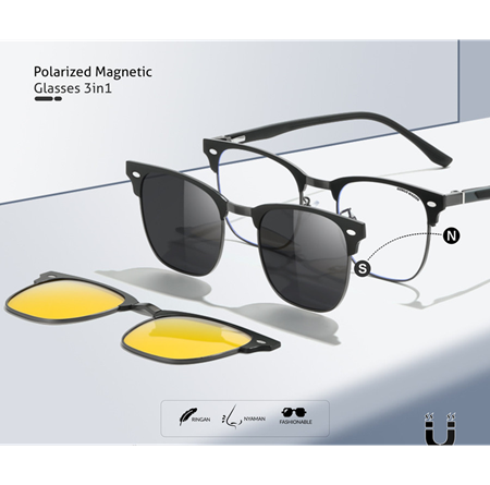 Alpottica Magnetic Eyewear Clubmaster  7027  3 in 1 